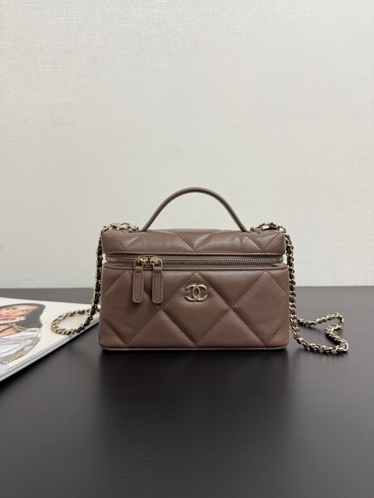 CHANEL VANITY BROWN CAVIAR
